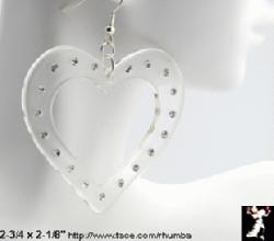  Lucite Rhinestone Heart Earrings - Antique & Collectible Exchange :  transparent jewelry heart tace