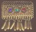 Celluloid Pin: Carved & Painted Celluloid Brooch w/Dangles