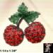 Cherry Pin: Luscious Rhinestone Double Cherry Pin Brooch