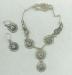 Set - Silver Filigree With Aqua Rhinestones