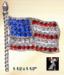 American Flag Pin: Waving Rhinestone Silvertone USA Flag Pin