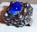 Ring -  Heavy Silver Floral Design - Blue Stone
