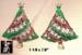 Christmas Tree Pierced Earrings - Red & Green & Rhinestone