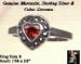 Ring: Sterling Silver Heart Ring Marcasite Red CZ,
