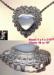 Heart Pendant Necklace Sterling Marcasite Mother of Pearl