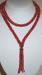 Necklace - Coral-Copper Pearls With Tassel