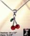 Cherry Pendant Necklace in Red and Green Rhinestones