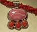 Designer - Red Coral and Pendant Sterling Necklace - Signed