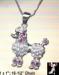 Poodle Pendant Necklace: Rhinestone Poodle Necklace Purple