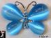 Butterfly Pin: Faux Moonstone Aqua Rhinestone Butterfly Pin