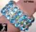 Stretch Ring: 3 Row Rhinestone Stretch Ring Aqua & AB Aqua