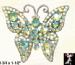 Butterfly Pin:  Rhinestone Butterfly Brooch Pin AB Peridot