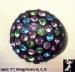 Plastic Rhinestone Ring: Black Plastic Pastel Rhineston Ring