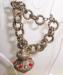 Vintage Pewter Look Bracelet with Large Ornate Charm