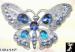 Butterfly Pin: Shades Blue Rhinestone Butterfly Pin Brooch