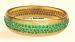Celluloid Bangle Bracelet: Green Celluloid Rhinestone Bangle