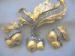 Signed Set Acorns Leaf & Clip on Earrings