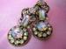Vintage Aurora Borealis Antique Japanned Brass Drop Earrings