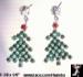 Christmas Tree Earrings: Red Green Rhinestone Christmas Tree