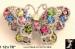 Butterfly Pin: Pastel Rhinestone Filigree Butterfly Brooch