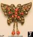 Butterfly Pin: Orange Rhinestone Filigree Butterfly Pin