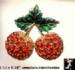 Cherry Pin: Rhinestone Cherries Pin, Cherries Fruit Brooch