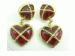 Signed Ivana Red Hearts Dangling Clips Earrings