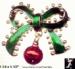 Christmas Bow Jingle Bell Pin: Xmas Bow Brooch Jewelry Pin