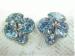 Vintage Signed Coro Blue Rhinestone Screw Earrings