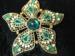 Pretty 3� Green Rhinestones - Pearls Pin Wheel Brooch / Pin