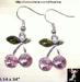 Cherry Earrings: Pink Rhinestone Cherry Earrings, Cherry