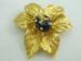 Signed SJ Lady Bug Bright Gold Tone Leaf Brooch / Pin