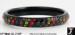 Bangle: Black Plastic Rhinestone Bangle Bracelet Multicolor