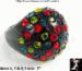 Ring: Black Plastic Rhinestone Ring Multicolor Rhinestones