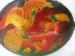 Russian Wood & Enamel Red Bird Brooch / Pin