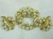 Signed Trifari Set Pearls & Gold Tone Brooch & Clip on Ears