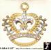 Crown Pin: Fleur d'Lis Crown Brooch, AB Rhinestone Crown Pin