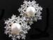 Signed Sarah Coventry Faux Pearl & Clear Rhinestone Earrings