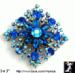 Judy Lee Pin: Vintage Judy Lee Blue Rhinestone Huge Pin