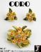 Coro Pin Earrings Set: Vintage Coro Floral Brooch Earrings