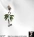 Palm Tree Earrings: Rhinestone Palm Tree Pierced Earrings