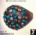 Lucite Rhinestone Ring: Brown Turquoise Plastic RS  Ring