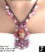 Necklace Set: Pink Floral Rhinestone Necklace Earrings