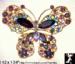 Butterfly Pin: Purple Pink Blue Lavender Rhinestone Filigree