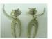 Sterling Silver Taxco 925 Mexican Cat Pierced Earrings