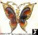 Butterfly Pin: Simulated Amber Rhinestone Butterfly Brooch