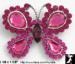 Butterfly Pin: Fuchsia Rhinestone Butterfly Brooch Pin