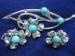 Signed Sarah Coventry Set Turquoise Flower Brooch/Pin/Ears