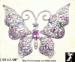 Butterfly Pin: Filigree Butterfly Brooch Pastel Rhinestone