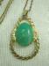 Pretty Faux Jade Pink/Green Gold Tone Pendant/Necklace